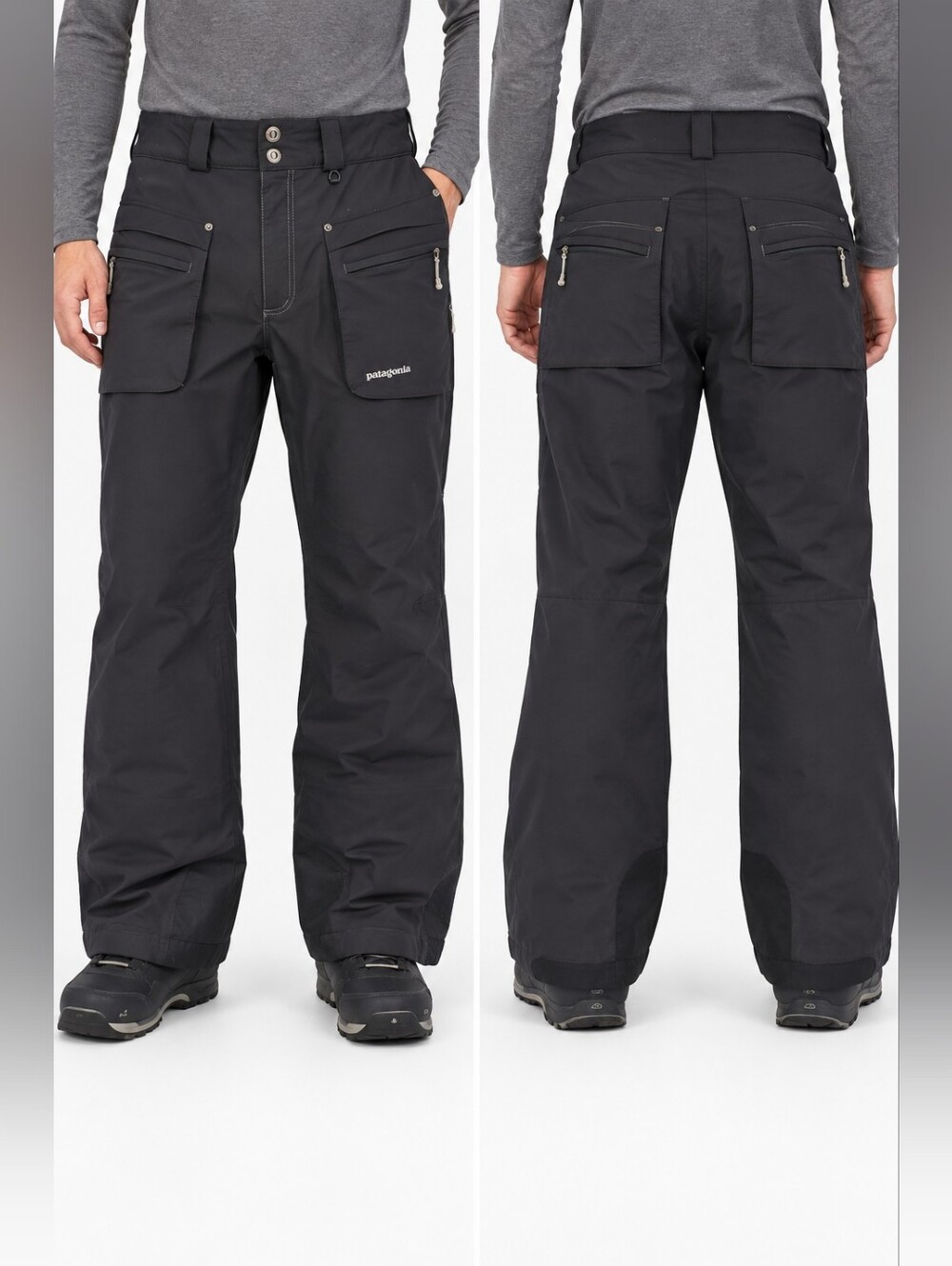 Patagonia Men Snow Ski Pants Sz 36 Black Cargo Technical Outdoor Winter Utility